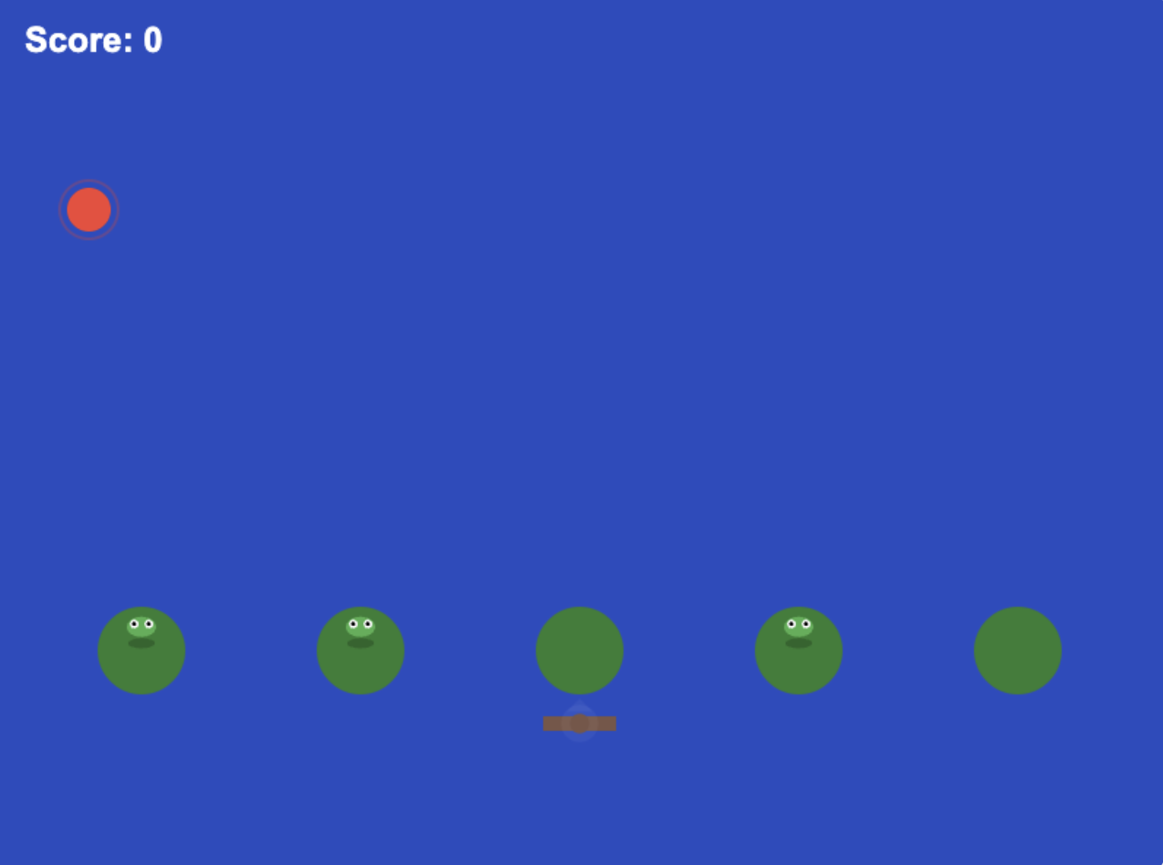 Screenshot of the Blackbox AI game showing a red target and green frogs on a blue background