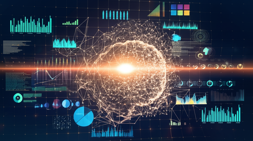 Neural network visualization representing integrated AI team collaboration